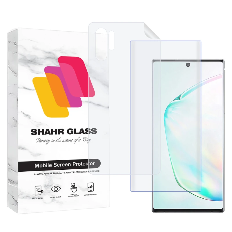 محافظ صفحه نمایش یووی شهر گلس مدل UVNANOMTBSH مناسب برای گوشی موبایل سامسونگ Galaxy Note 10 Plus 4G / Note 10 Plus 5G به همراه محافظ پشت گوشی