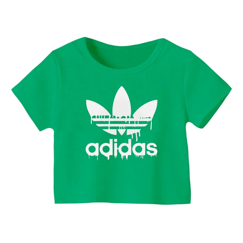 کراپ‌ تی‌شرت آستین کوتاه زنانه مدل لوگو‌ کد 17