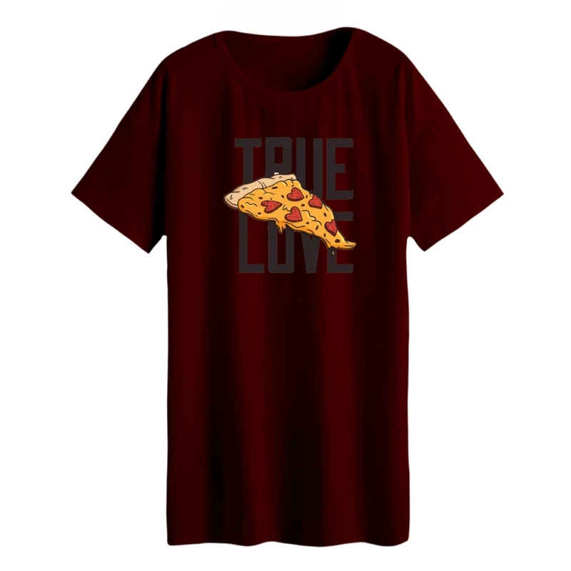 تی شرت لانگ زنانه مدل پیتزا