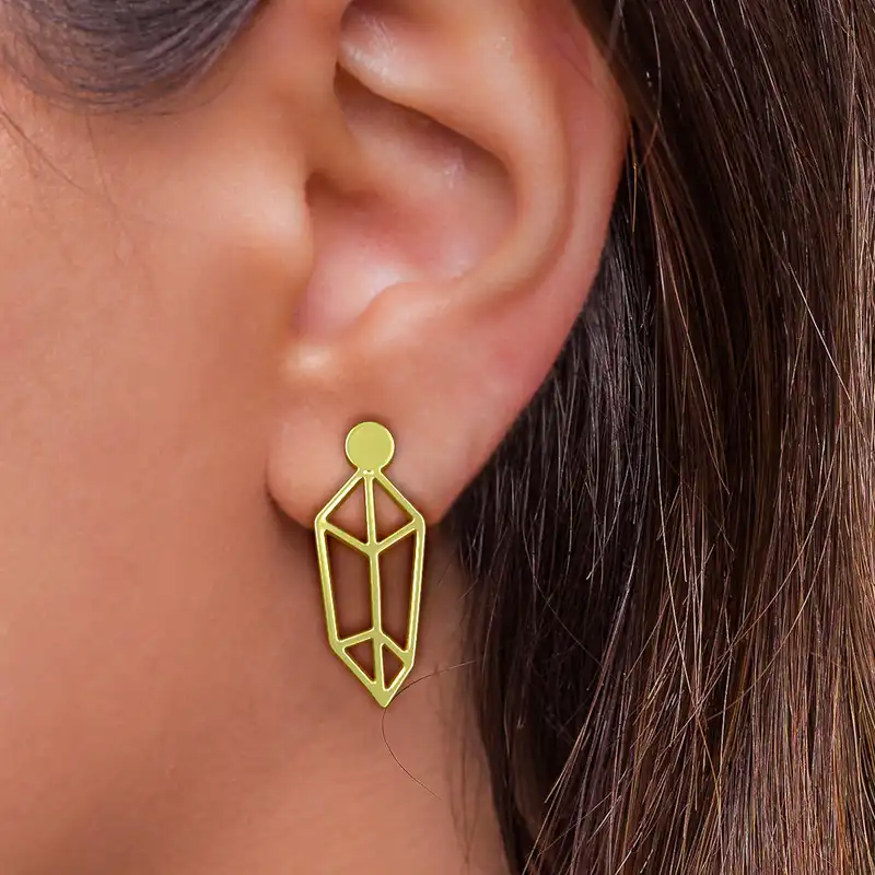 گوشواره طلا 18 عیار زنانه مدوپد مدل هندسی کد GA1-15077