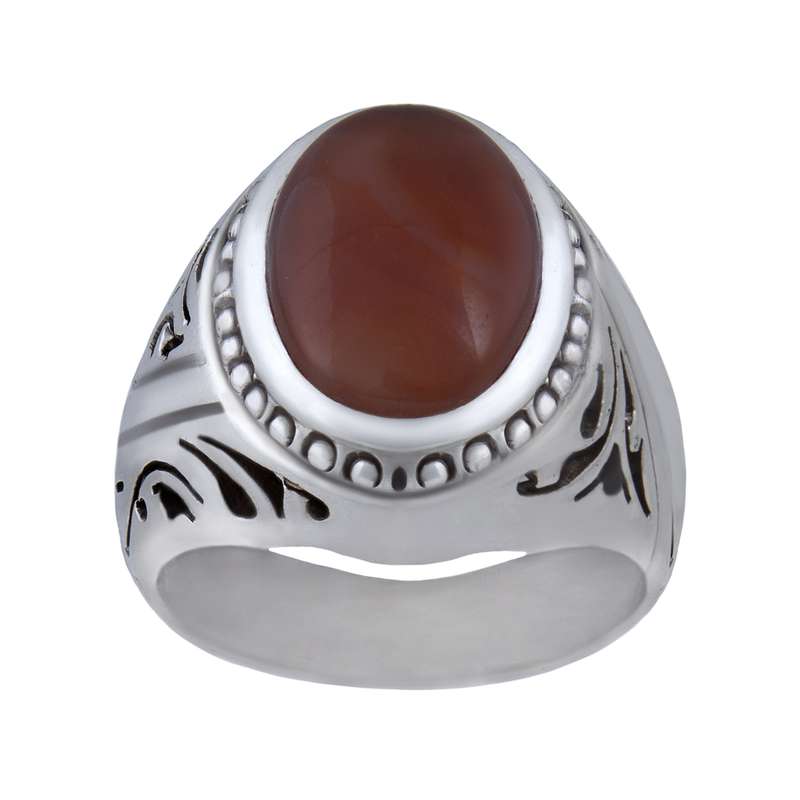 انگشتر نقره مردانه مدل سنگ عقیق یمانی اصل رکاب دست ساز کد AM_028