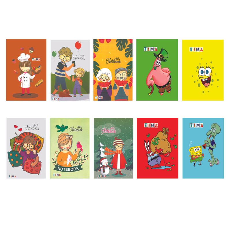 دفتر مشق 40 برگ تیما مدل حاشیه دار کد R مجموعه 10 عددی