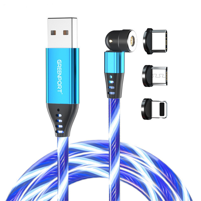  کابل تبدیل مغناطیسی USB به MicroUSB/USB-C/لایتنینگ گرین پورت مدل A03M05s طول 1 متر 