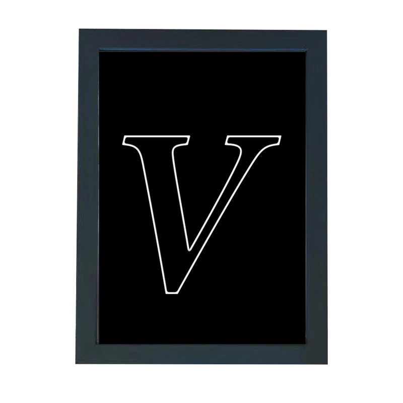 تابلو گالری چهره پرداز رخ مدل حرف V طرح عاشقانه دکوری کد Alphabet_10022