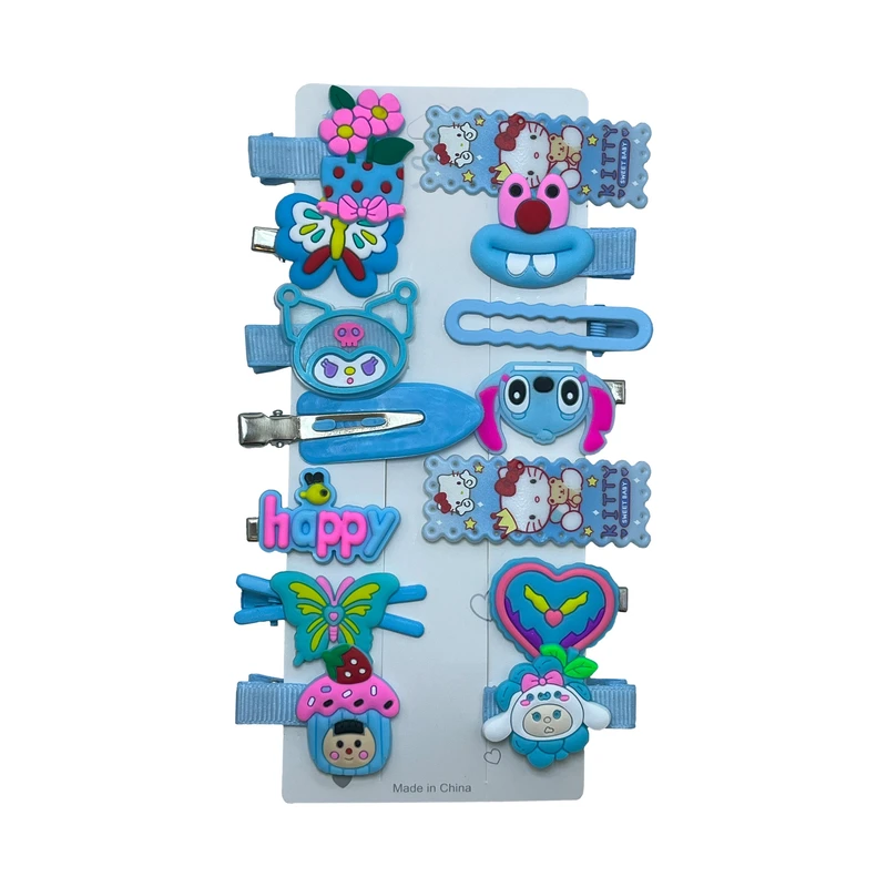 ست گیره و سنجاق مو دخترانه مدل Stitch بسته 14 عددی