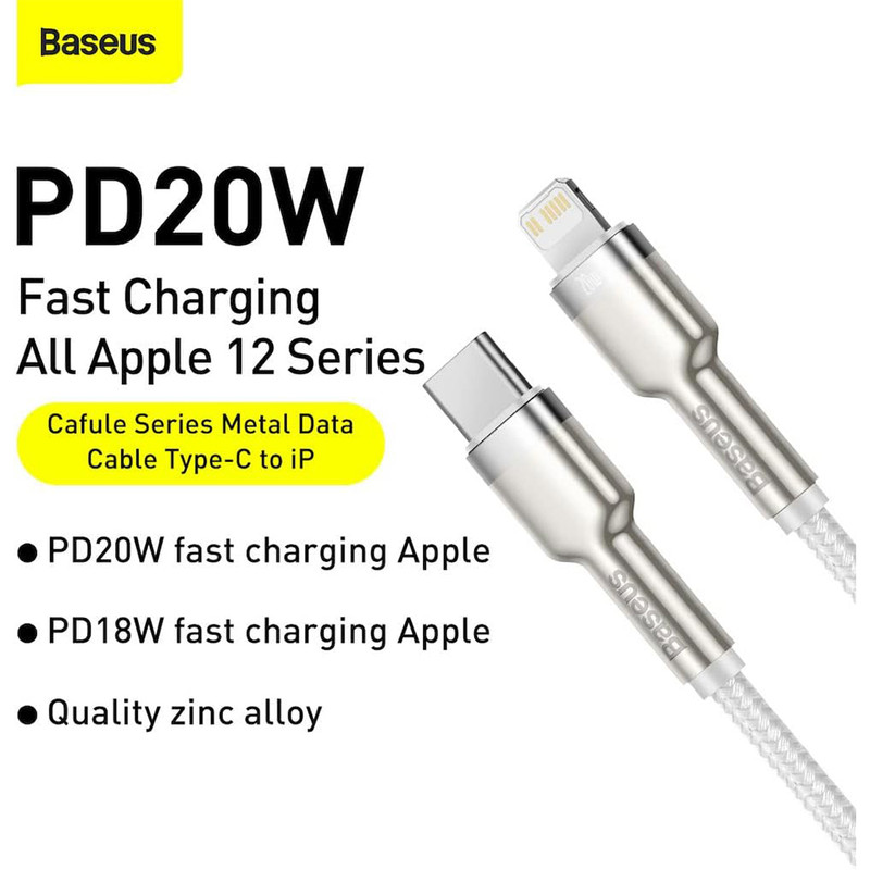 کابل تبدیل USB-C به لایتنینگ بیسوس مدل CATLJK-A02 Zinc Alloy PD20W طول 1 متر