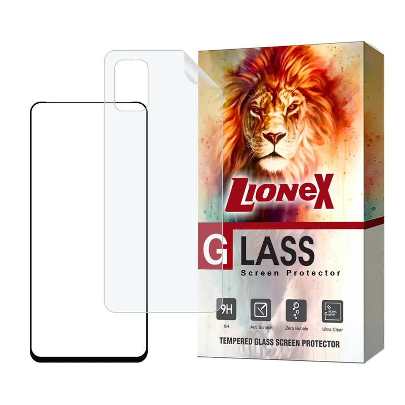 محافظ صفحه نمایش سرامیکی شفاف لایونکس مدل CERAMICNANOLI مناسب برای گوشی موبایل سامسونگ Galaxy M51 به همراه محافظ پشت گوشی