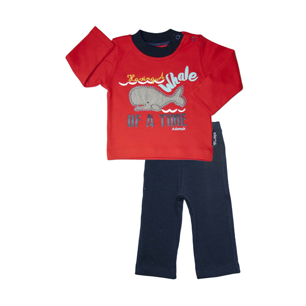 ست تی شرت و شلوار نوزادی آدمک مدل نهنگ کد 1164321 رنگ قرمز
