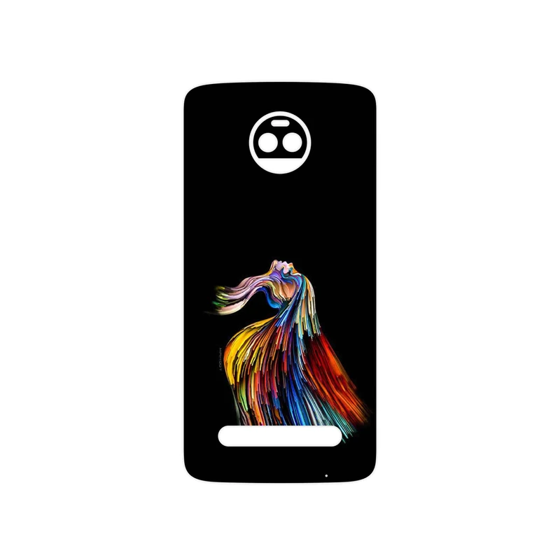 برچسب پوششی ماهوت مدل Rainbow Hair Digital Art مناسب برای گوشی موبایل موتورولا Moto Z2 Force