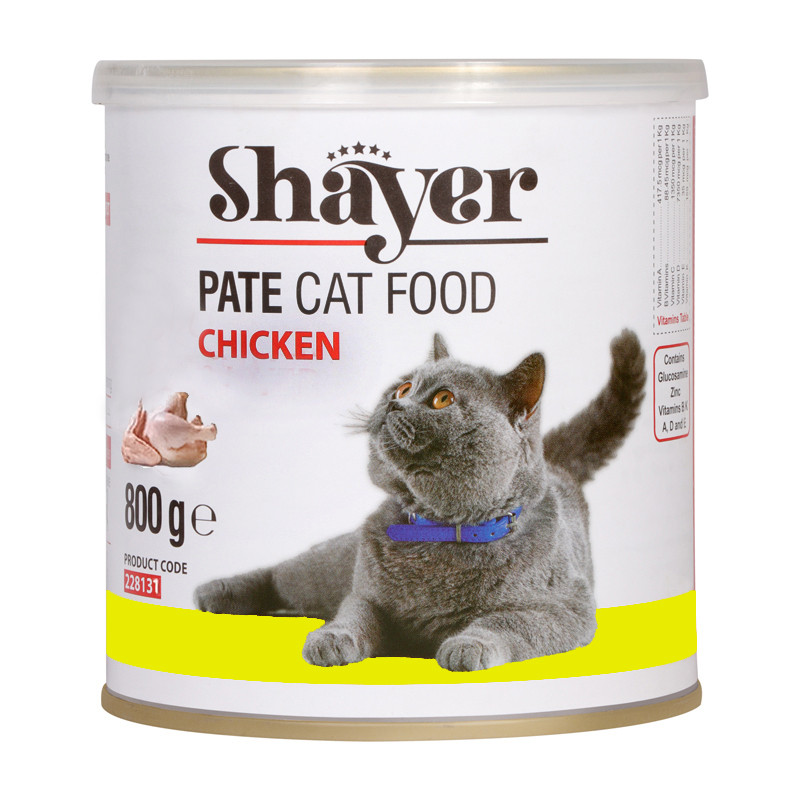 کنسرو گربه شایر مدل پته مرغ وزن 800 گرم