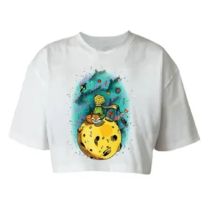 کراپ‌تاپ آستین کوتاه زنانه مدل c535 طرح شازده کوچولو