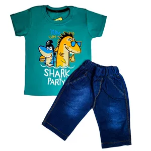 ست تی شرت آستین کوتاه و شلوارک پسرانه مدل SHARK کد 2
