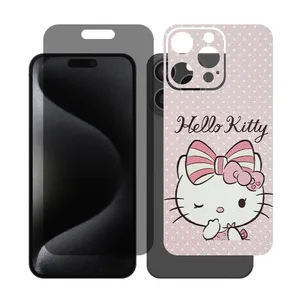 Glass Together model privacy screen protector suitable for Apple iPhone 15 Pro Max mobile phone with cover sticker on the back of the phone