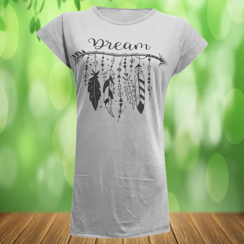 تی شرت آستین کوتاه زنانه مدل تیر و پر سرخپوستی کد tm-1923 رنگ سفید