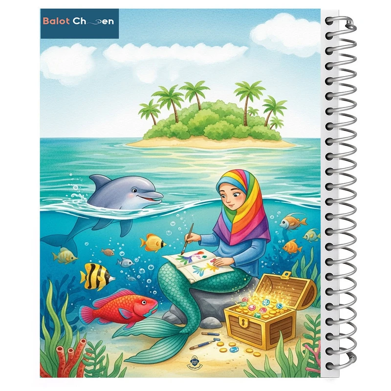 دفتر نقاشی 60 برگ بلوط چین مدل پری دریایی کد A4-N60-TRE879