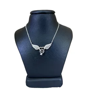 گردنبند نقره زنانه مدل بال فرشته و حلقه love کد 29663