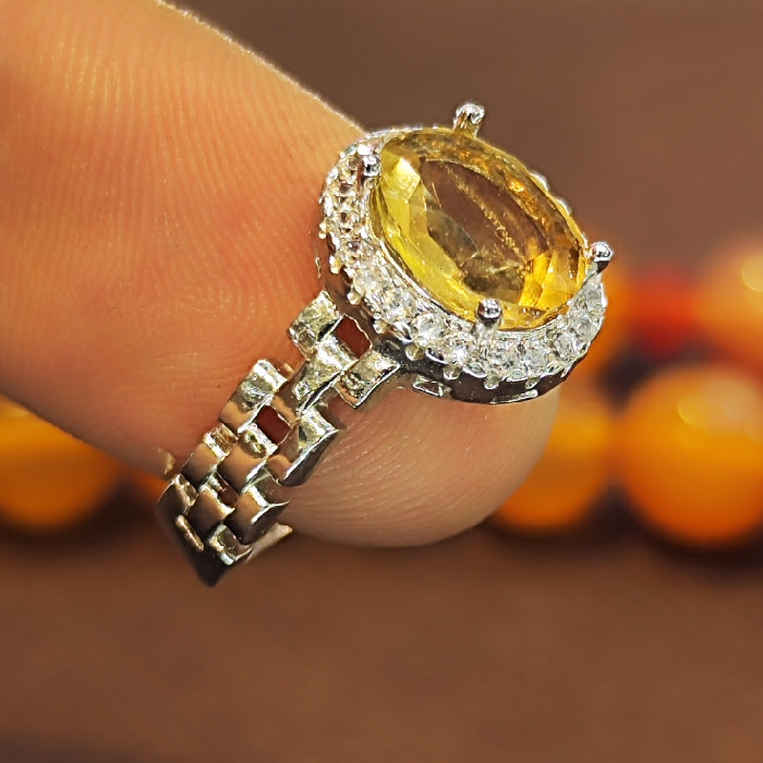 انگشتر نقره زنانه مدل سنگ سیترین کد 500