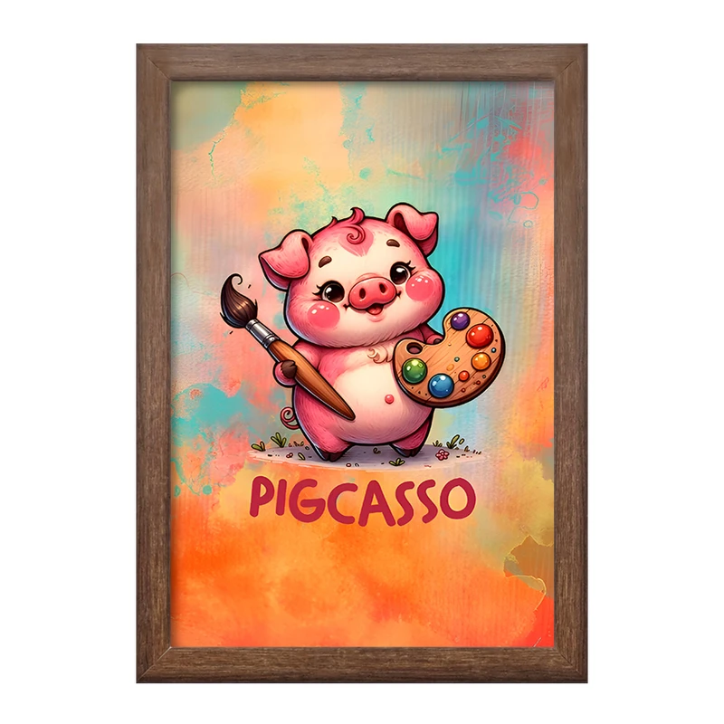 تابلو خندالو طرح خوک نقاش کد F7061