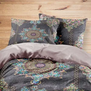 سرویس روتختی مدوپد طرح فرش قم دسته‌گل ترنجی مدل C-Ghom057 یک نفره 4 تکه