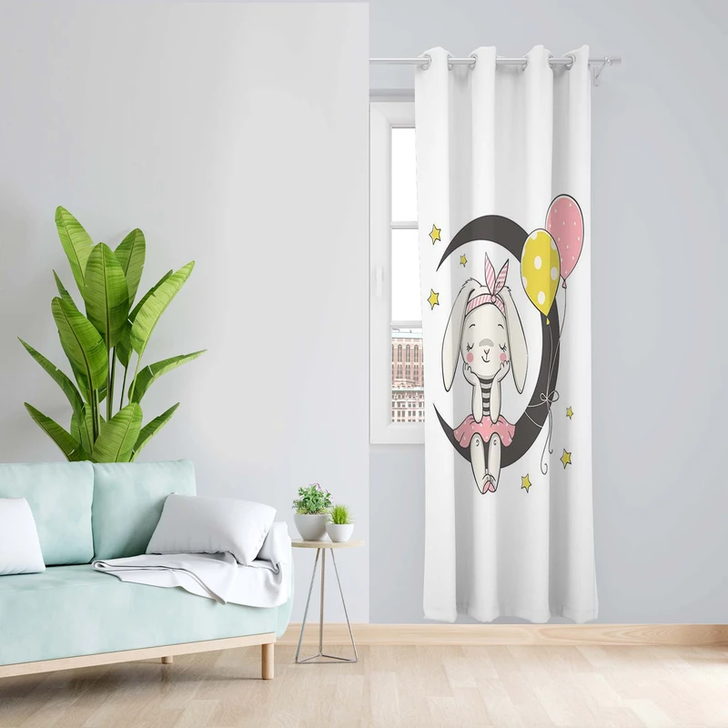 پرده طرح کودک مدل مخمل پانچی کد 5212L z سایز 140x200 سانتی متر