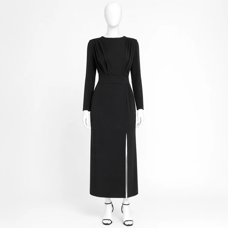 پیراهن یقه گرد زنانه مدل Noir کد M5835