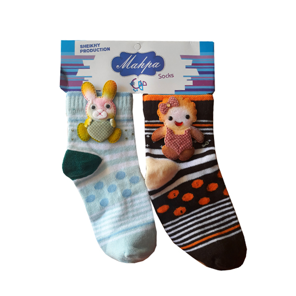 جوراب دخترانه مهپا مدل عروسکی مجموعه 2 عددی