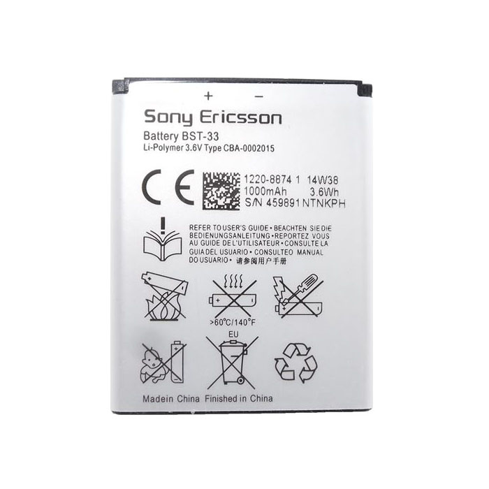 باتری موبایل مدل BST_33 ظرفیت 1000 میلی آمپر ساعت مناسب برای گوشی موبایل سونی اریکسون  K800