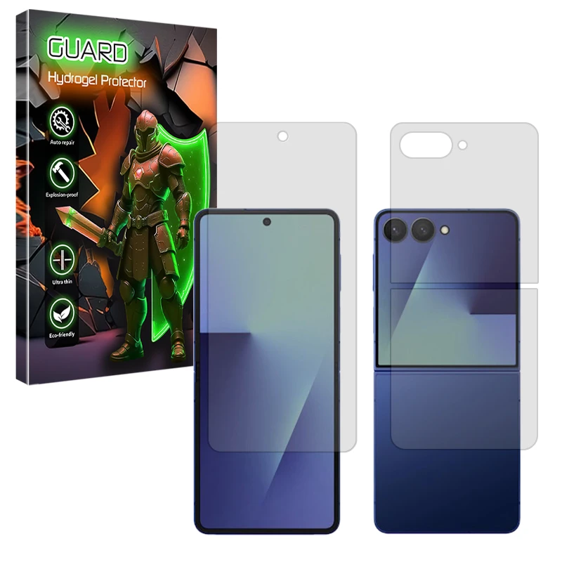 محافظ صفحه نمایش شفاف گارد مدل Tough مناسب برای گوشی موبایل سامسونگ Galaxy Z Flip7 به همراه محافظ پشت گوشی