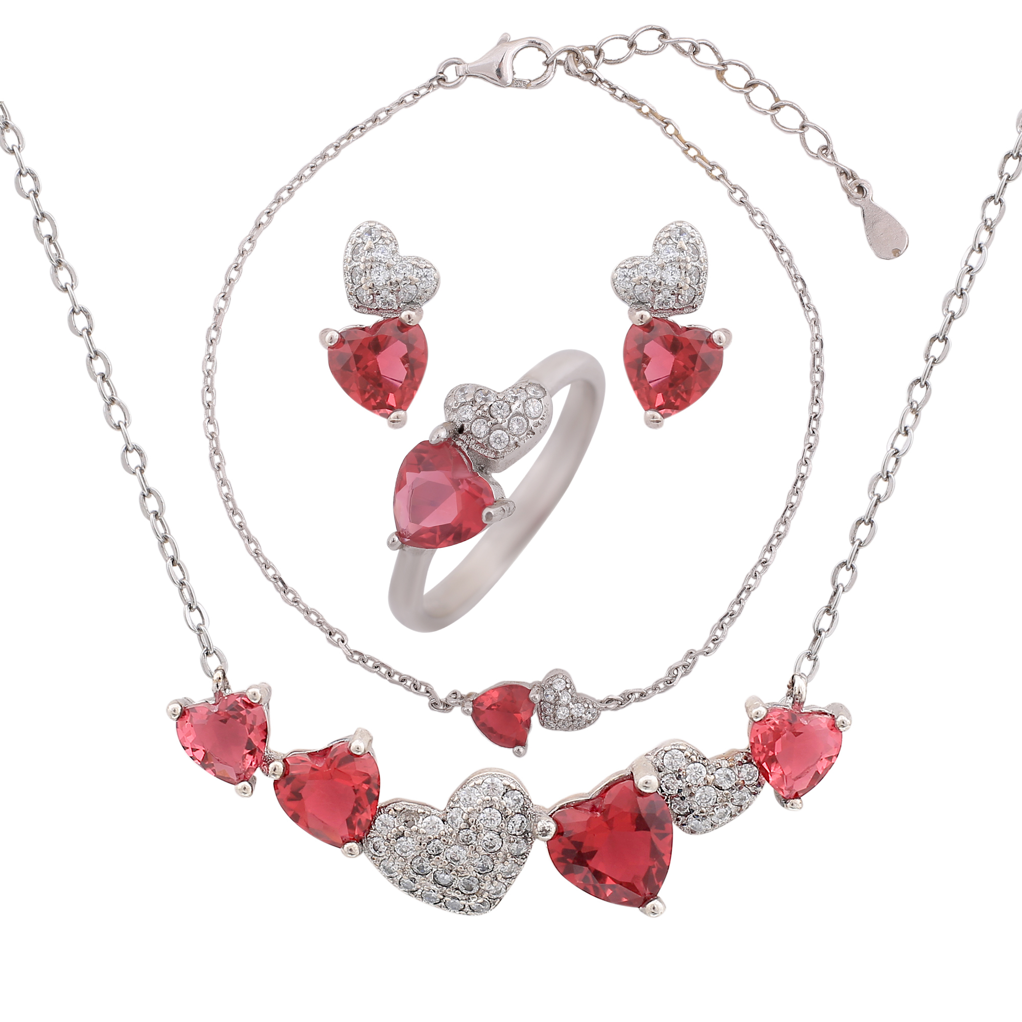 ست نقره زنانه مدل قلب کد M3109