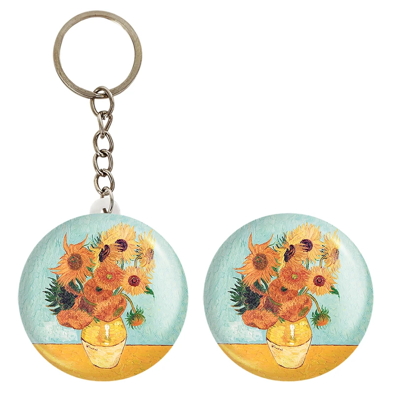 پیکسل خندالو مدل گل های آفتابگردان ونگوگ کد 3730 به همراه جاکلیدی