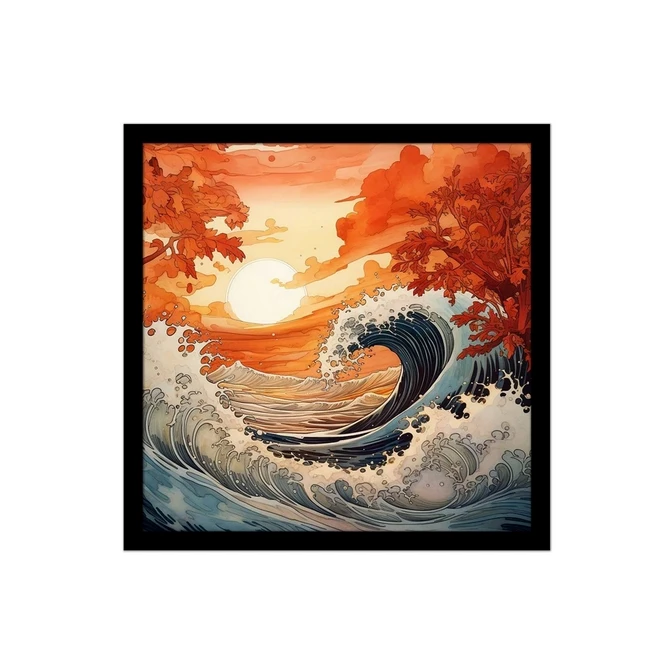 تابلو نوری بکلیت طرح انیمیشن موج دریا و اقیانوس مدل لایت باکس B-MID-20814