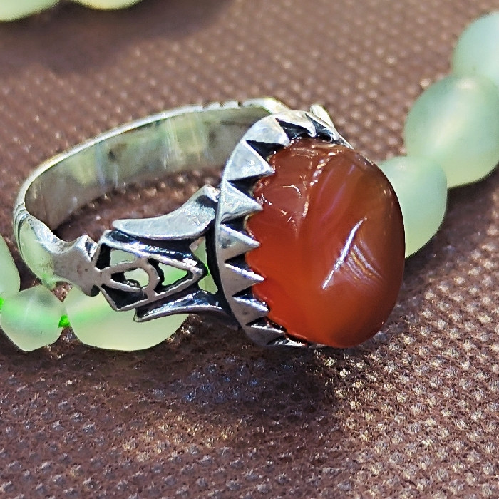 انگشتر نقره مردانه نقره جات بافندگان مدل سنگ عقیق یمانی کد 330