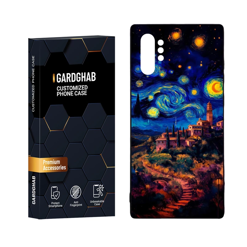 کاور گارد قاب مدل دور ژله ای پشت گلس هنری مناسب برای گوشی موبایل سامسونگ Galaxy Note 10 Plus