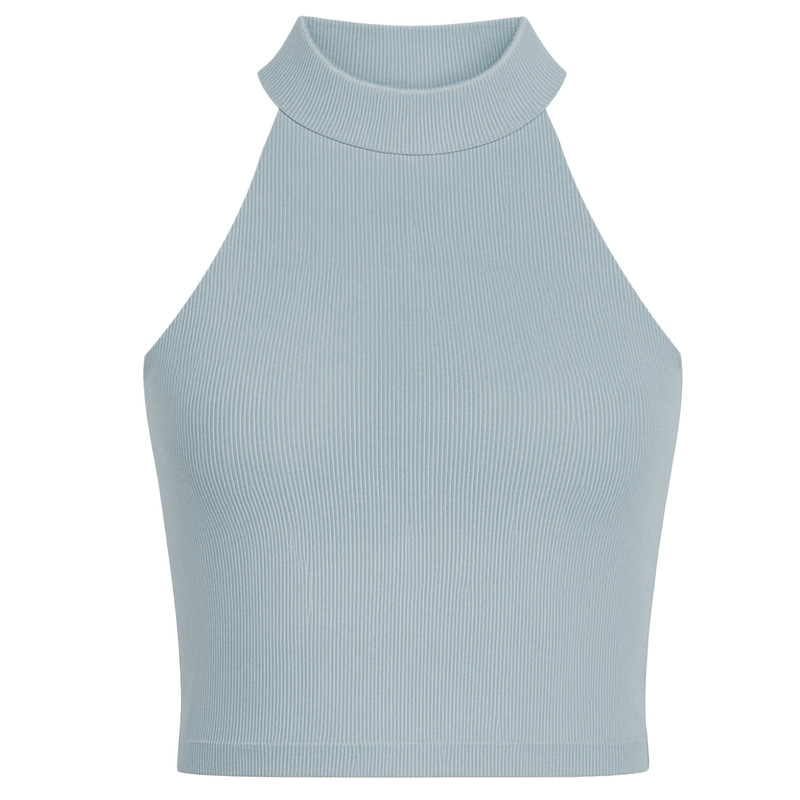 کراپ‌تاپ زنانه مدل یقه ایستاده  رنگ طوسی روشن