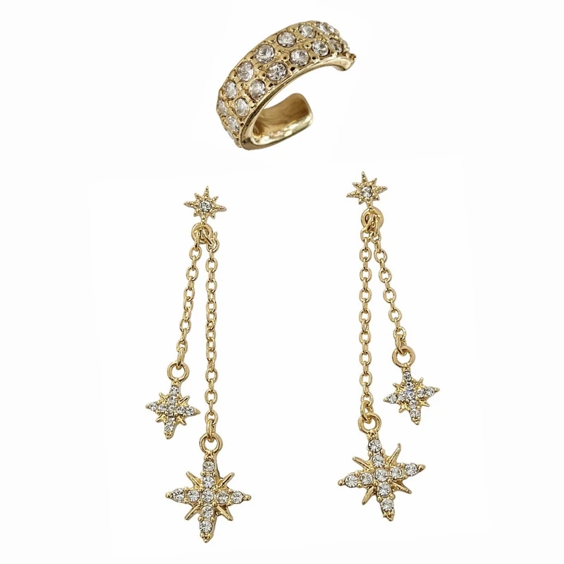 پیرسینگ گوش زنانه مدل 23577 بسته ۳ عددی