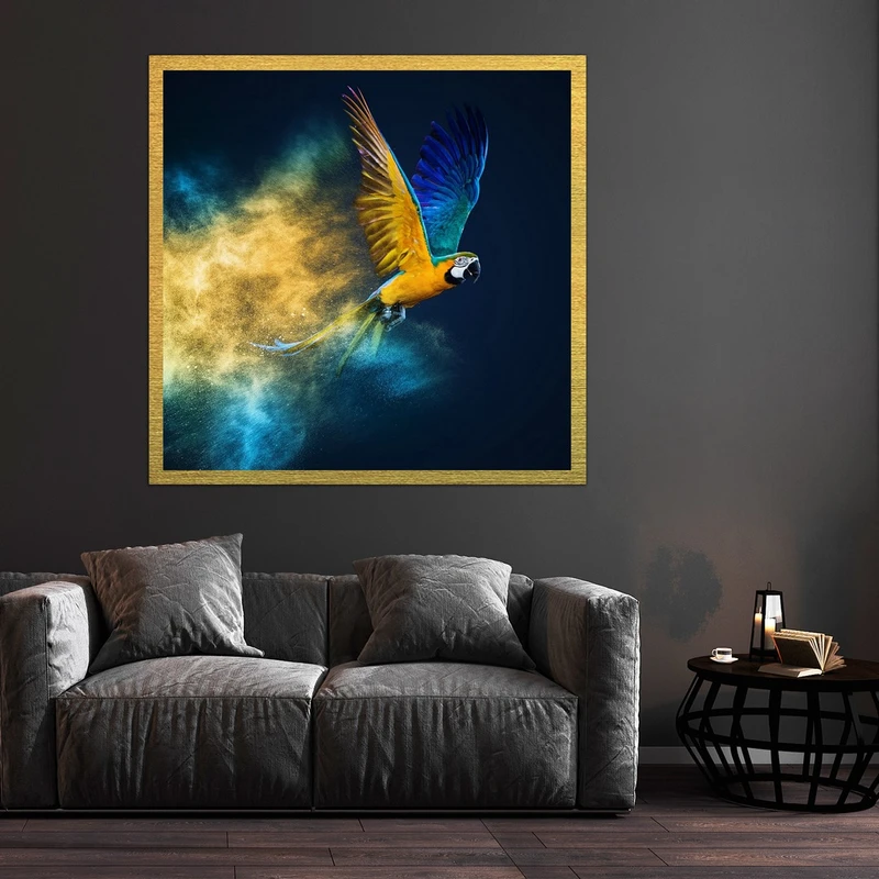 تابلو بکلیت طرح طوطی رنگی مدل قاب شاسی T-S7386