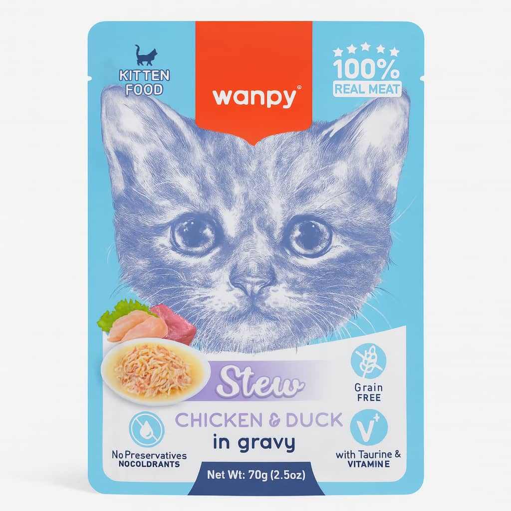 پوچ بچه گربه ونپی مدل Stew chicken & duck وزن 70 گرم