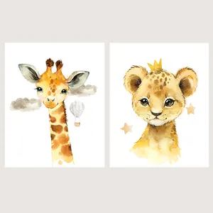 پوستر الفاپ مدل کودک طرح Water Color Animals کد 128_02 بسته 2 عددی