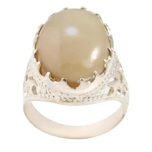 انگشتر نقره مردانه بازرگانی میلادی مدل سنگ عقیق باباقوری رکاب دست ساز پنجره ای کد AM_2173