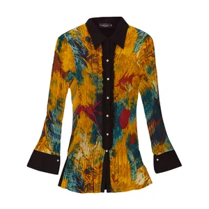 شومیز آستین بلند یقه ایستاده زنانه مدل پاییزان