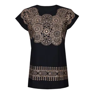 بلوز آستین کوتاه زنانه مدل چاپ سنتی