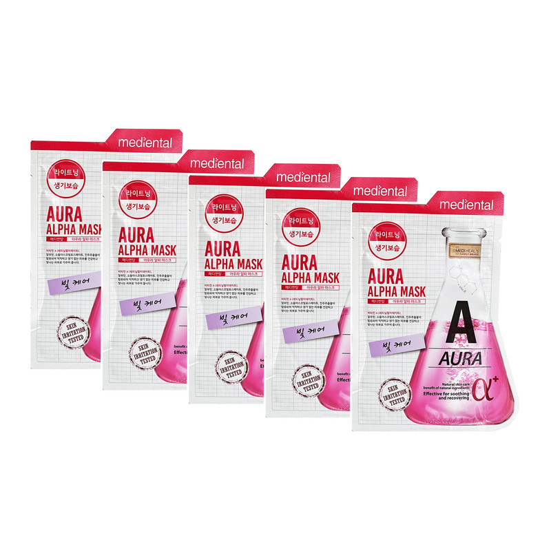 ماسک صورت مدی هیلز مدل MEDIENTAL AURA ALPHA PLUS وزن 25 گرم بسته 5 عددی
