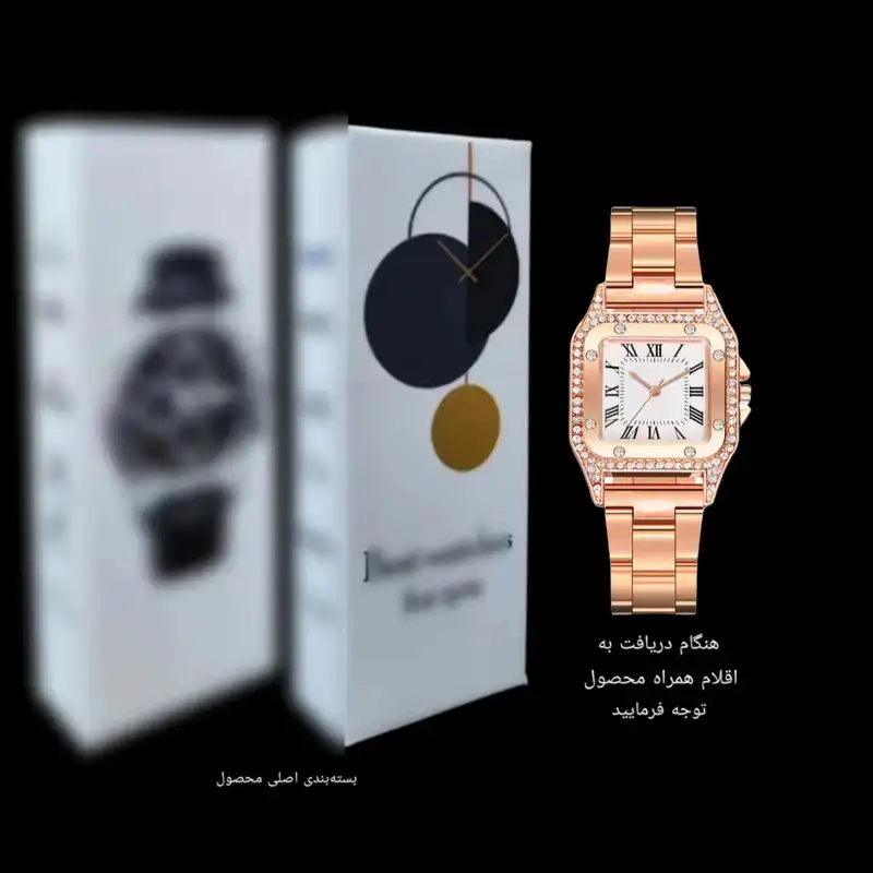 ساعت مچی عقربه ای زنانه مدل قاب دور نگین بند فلزی کد 3