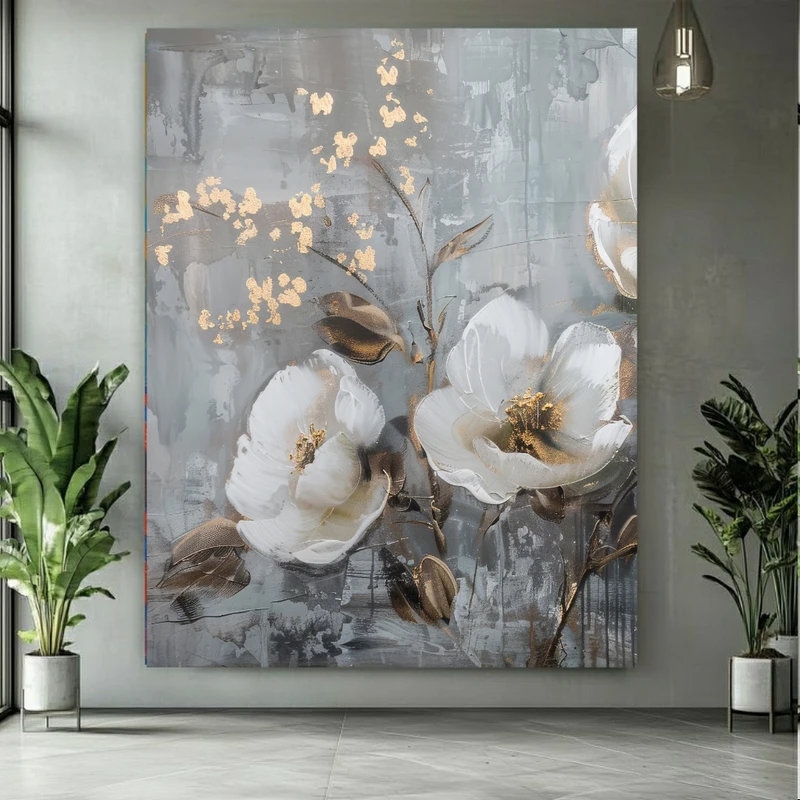 پوستر پارچه ای طرح مخمل  نقاشی گل مدل هنری (4) کد FP106552