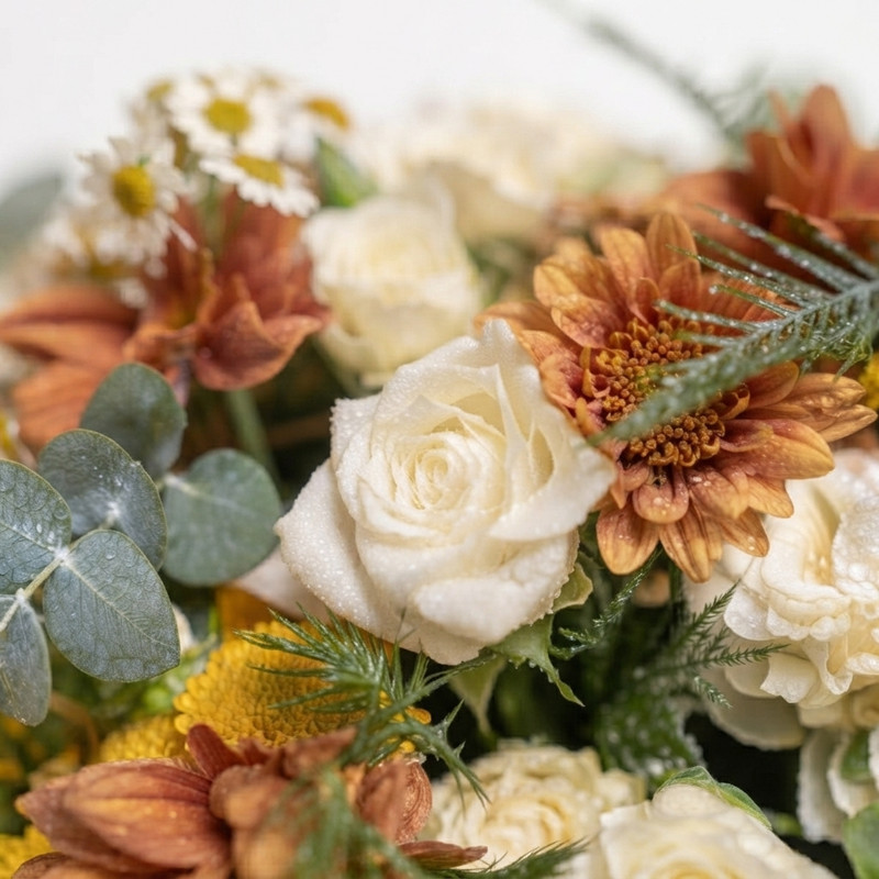 دسته گل رز طبیعی مدل پاییزی