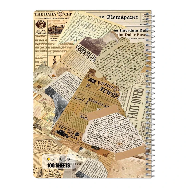 دفتر شطرنجی 100 برگ سیمی کارنیکا طرح وینتج اسکرپ بوک Vintage Scrapbook کد 80808