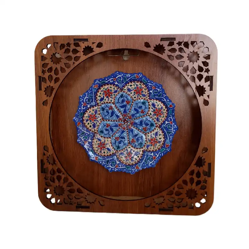 بشقاب مینا کاری طرح گل ختایی کد X75