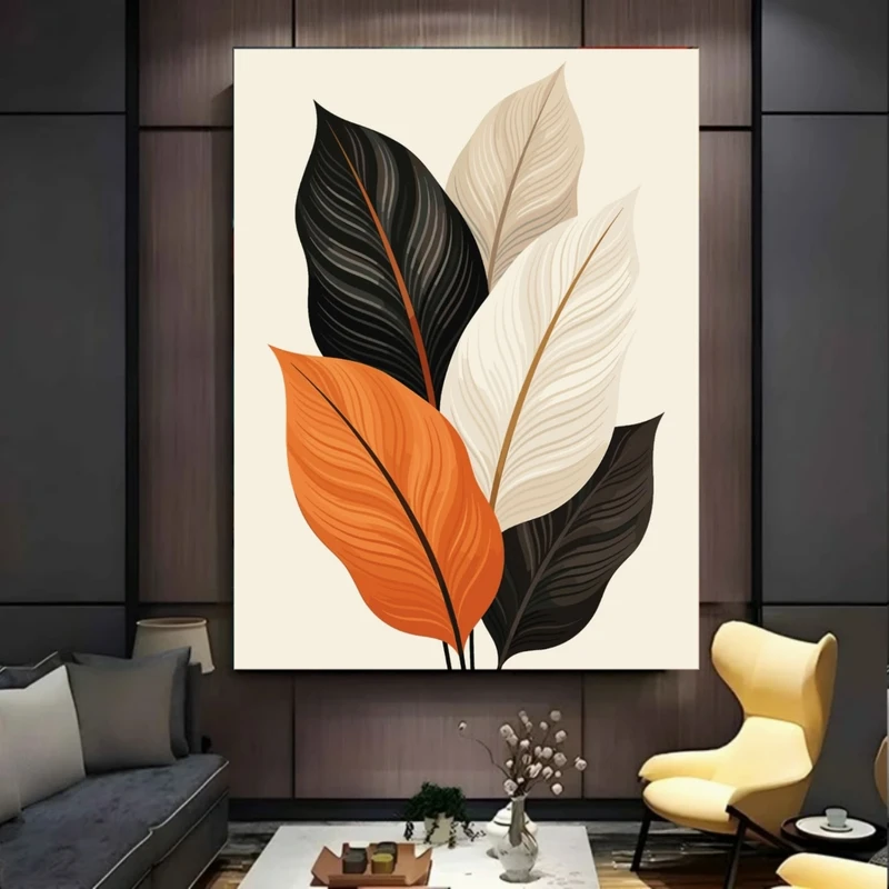 پوستر پارچه ای طرح مخمل  برگ مدل مینیمال کد BK57890