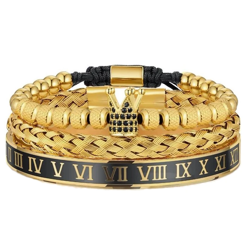 دستبند مردانه گالری گوهرسنگ مدل 3PCS مجموعه سه عددی