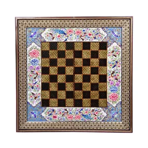 صفحه شطرنج خاتم کاری مدل گل و مرغ کد pp50